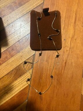 Vintage Monet Gold-Tone Necklace with Brown Accents